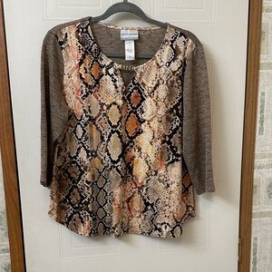 Alfred Dunner Multicolor Snakeskin Print Blouse